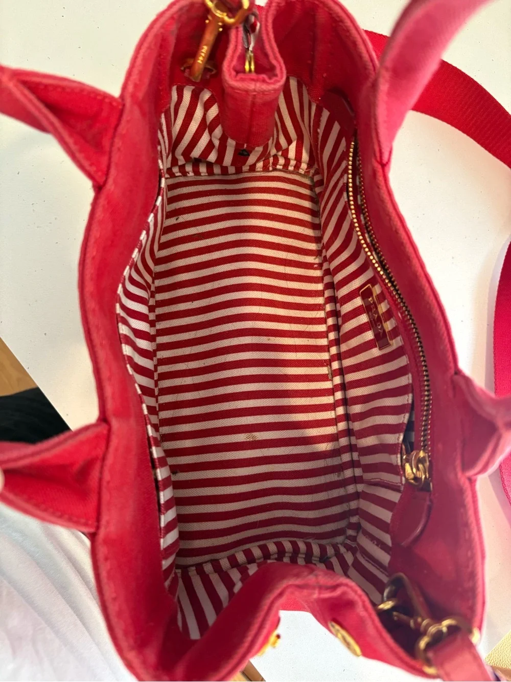 Prada Red Canapa Mini Size - Picture 7 of 10